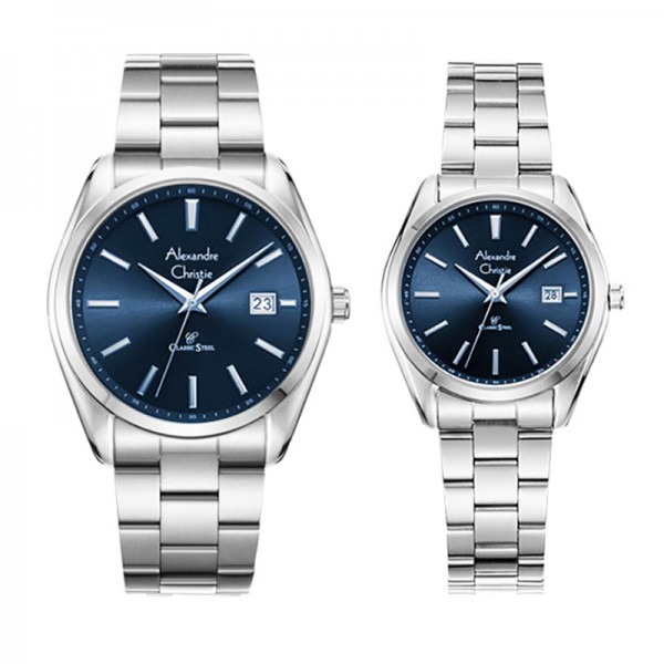 Alexandre Christie AC 8656 Silver Blue Couple